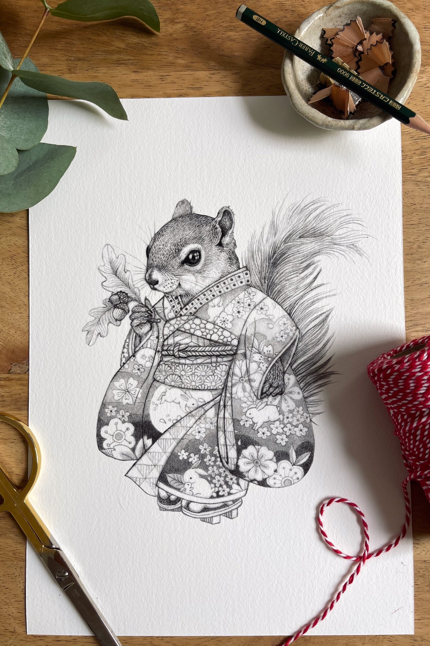 'Kimono Klub Squirrel' Fine Art Print - A4