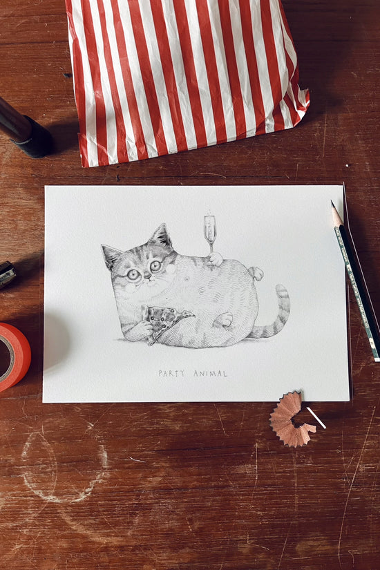 'Party Animal' Fine Art Print - A5 - sold out